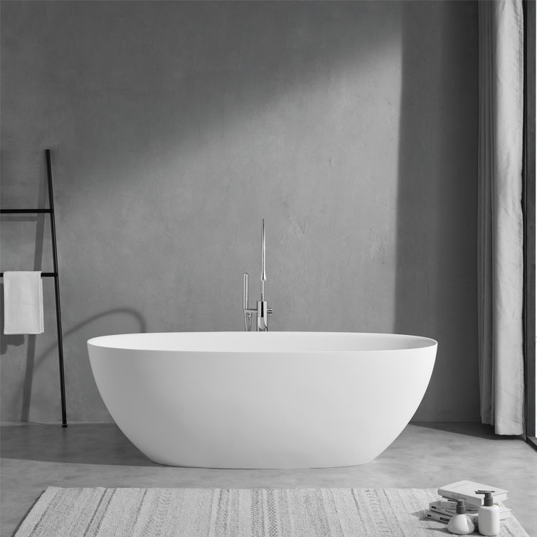 Knb Solution 65'' x 30'' Freestanding Soaking Solid Surface Bathtub